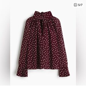 H&M Maroon Polka Dot Scarf Blouse